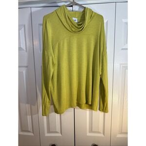CABI #4193 Soft EASE TURTLENECK Gold Moss Green OVERSIZED Knit BLOUSE/TOP Sz Sm.